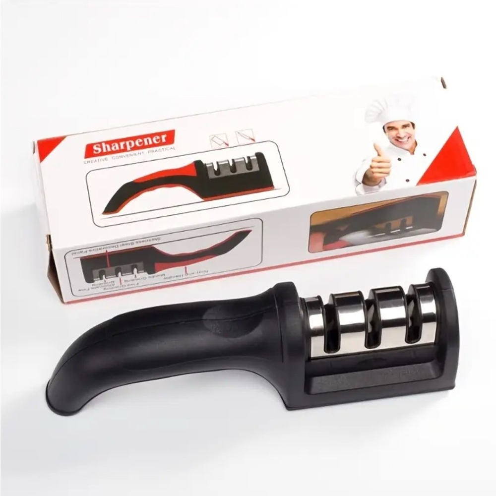 Black and Silver Knife Sharpener